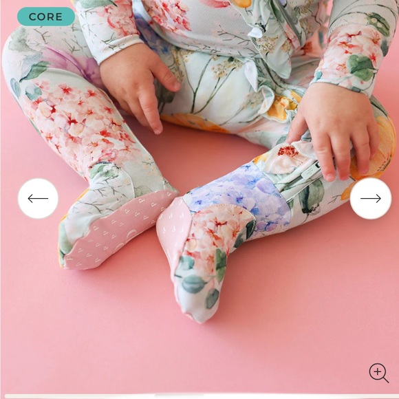 Baby👶🏼Girls👧🏻Bamboo🎋Footie Ruffled Zippered One Piece Erin Floral💐Sz 3-6M - Picture 5 of 11